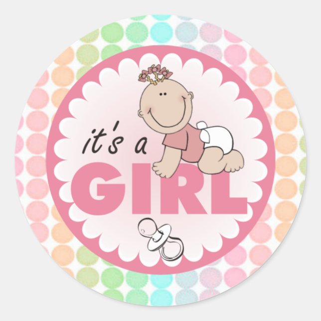 Pegatina Redonda Pegatina/Es un Chica (Anverso)