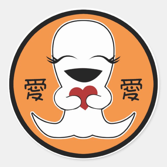Pegatina Redonda Pegatina, Fantasma animadora, símbolo de amor, cor (Anverso)