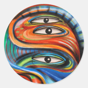 Pegatina Redonda Pegatina: Graffiti Eyes