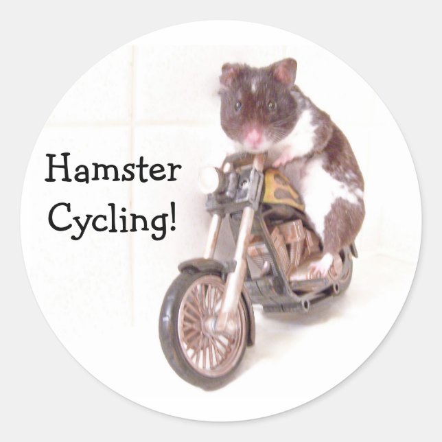 Pegatina Redonda ¡pegatina HamsterCycling! (Anverso)