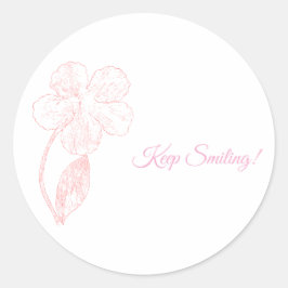Pegatina Redonda Pégatina Inspiradora de Flor Rosa Sonriente