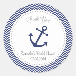Pegatina Redonda Pegatina: Nautical Bridal Shower