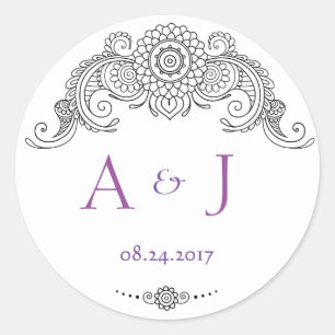 Pegatina Redonda Pegatina-negro redondo del diseño elegante de