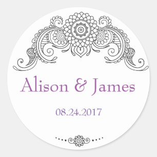 Pegatina Redonda Pegatina-negro redondo del diseño elegante de