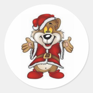 Pegatina Redonda Pegatina/oso Navidad de Navidad de Ronda Clásica