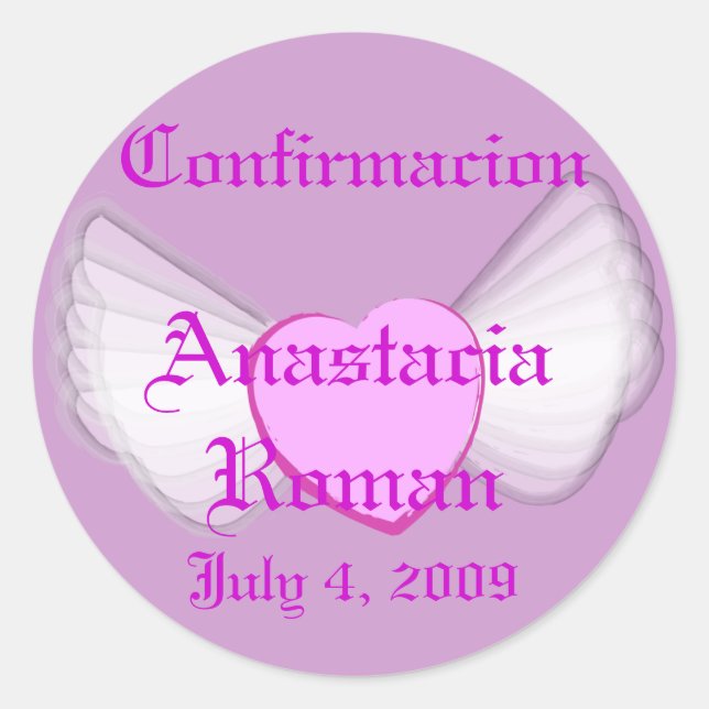 Pegatina Redonda pegatina-Personalizar de "Confirmación" (Anverso)