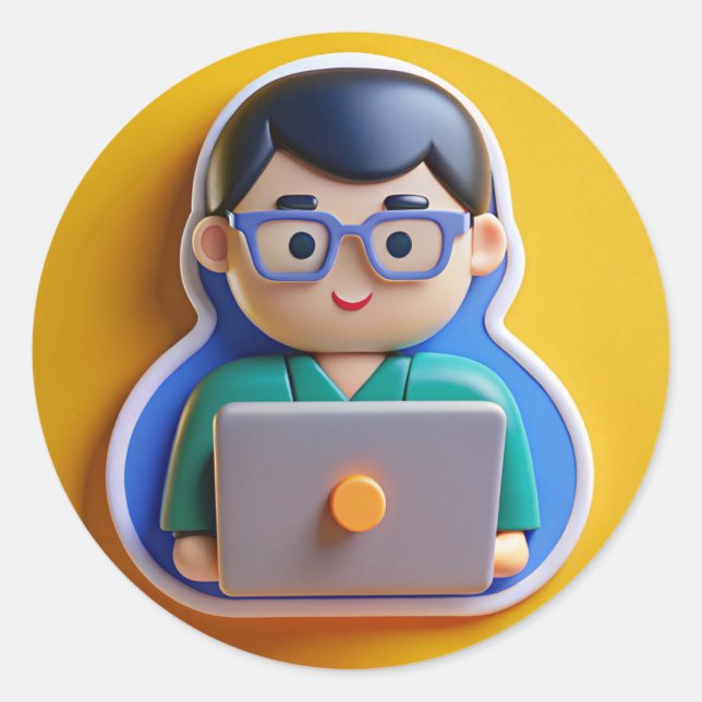 Pegatina Redonda pegatina,programador (Anverso)