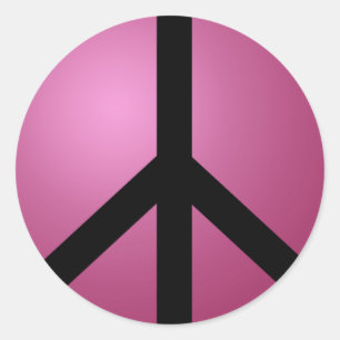 Pegatina Redonda Pegatina, signo de paz rosa y negro