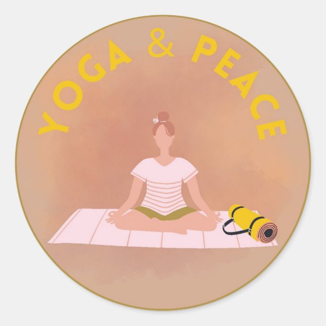 Pegatina Redonda Pegatina/Sticker  de Yoga con Frase Inspiradora (Anverso)
