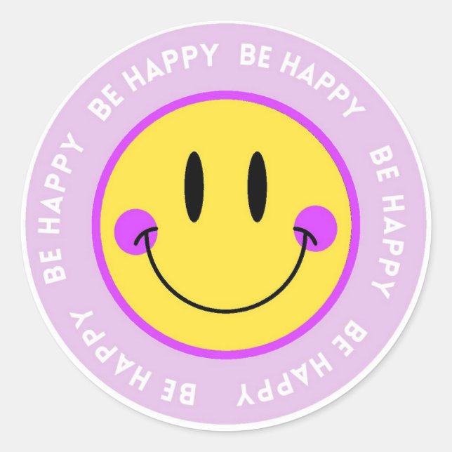 Pegatina Redonda Pegatina/Stickers redonda Carita Feliz "Be Happy" (Anverso)