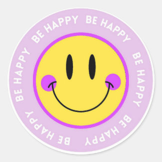 Pegatina Redonda Pegatina/Stickers redonda Carita Feliz "Be Happy"