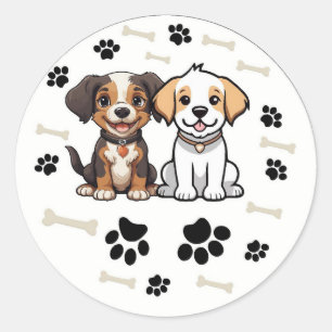 Pegatina Redonda Pegatina/Stickers redondo Diseño Perritos