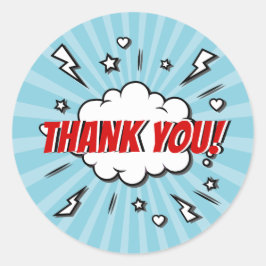 Pegatina Redonda Pegatina: Superhéroe Comic Birthday Party