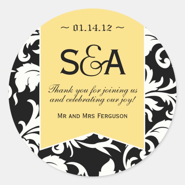 Pegatina Redonda Pegatinas amarillos limón elegantes del favor del (Anverso)