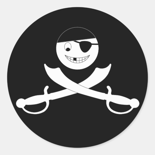 Pegatina Redonda Pegatinas amigables de Jolly Roger (Anverso)