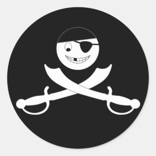 Pegatina Redonda Pegatinas amigables de Jolly Roger