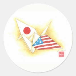 Pegatina Redonda Pegatinas ~ Amistad Japón-Estados Unidos
