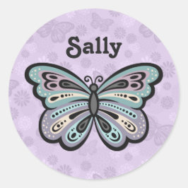 Pegatina Redonda Pegatinas audaces de mariposa