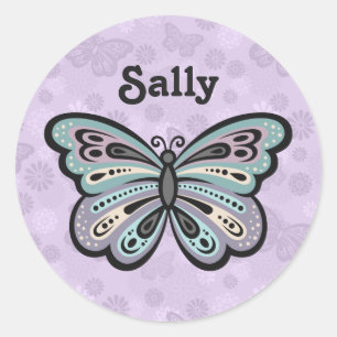 Pegatina Redonda Pegatinas audaces de mariposa