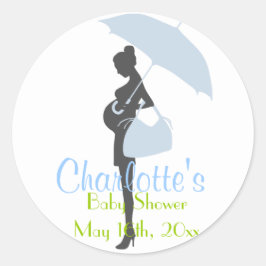 Pegatina Redonda Pegatinas Baby Shower de Blue Silhouette