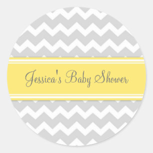 Pegatina Redonda Pegatinas Baby Shower Favor de la Chevron gris ama