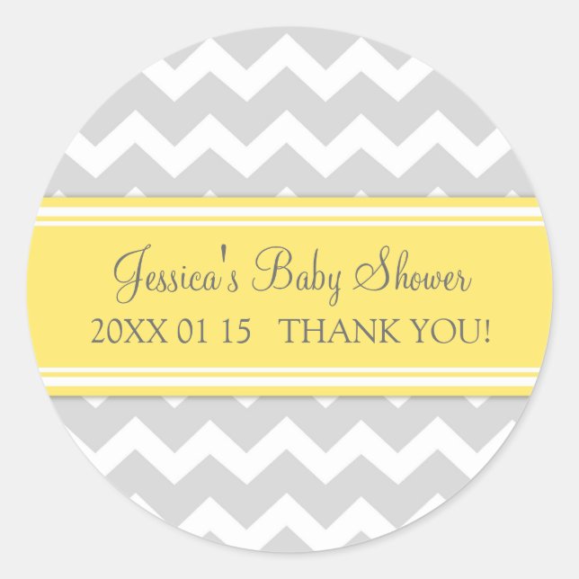 Pegatina Redonda Pegatinas Baby Shower Favor de la Chevron gris ama (Anverso)