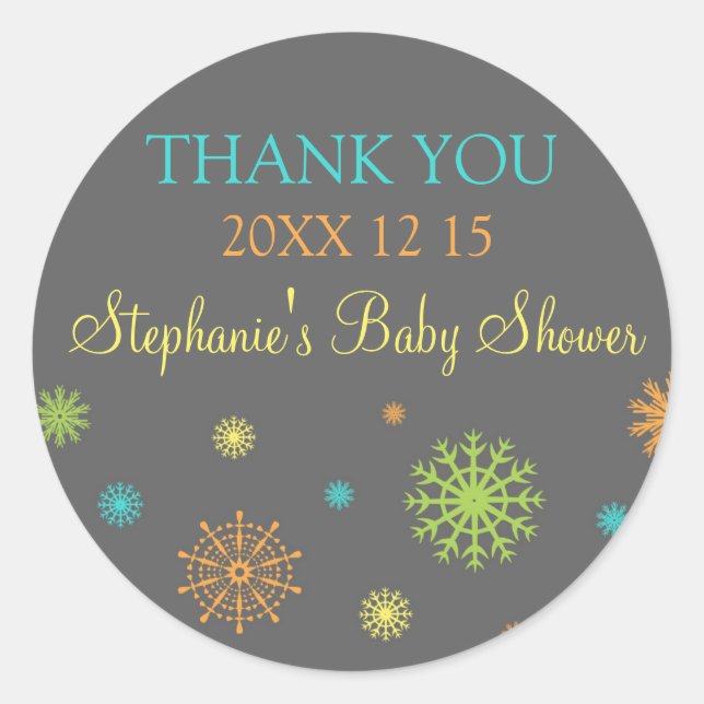 Pegatina Redonda Pegatinas Baby Shower favorecen el invierno (Anverso)