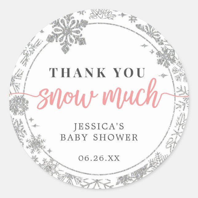 Pegatina Redonda Pegatinas bebedores de nieve favorecen al bebé ros (Anverso)