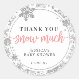 Pegatina Redonda Pegatinas bebedores de nieve favorecen al bebé ros