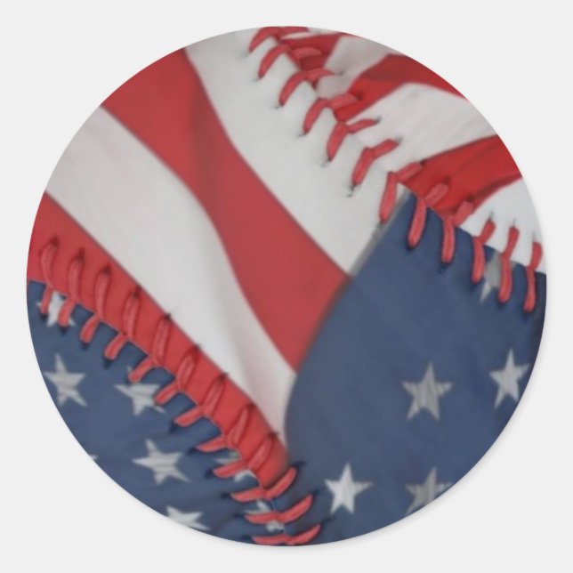 Pegatina Redonda Pegatinas/Béisbol patriótico (Anverso)