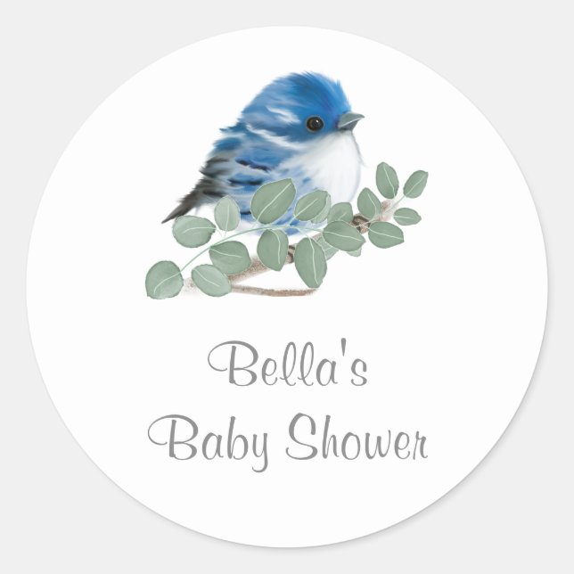Pegatina Redonda Pegatinas Bird Baby Shower (Anverso)
