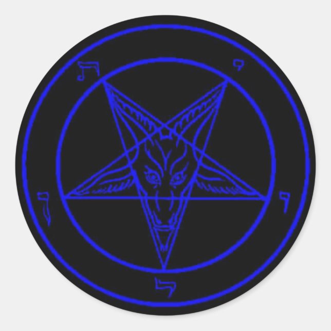 Pegatina Redonda Pegatinas Black/Dark Blue Baphomet (Anverso)