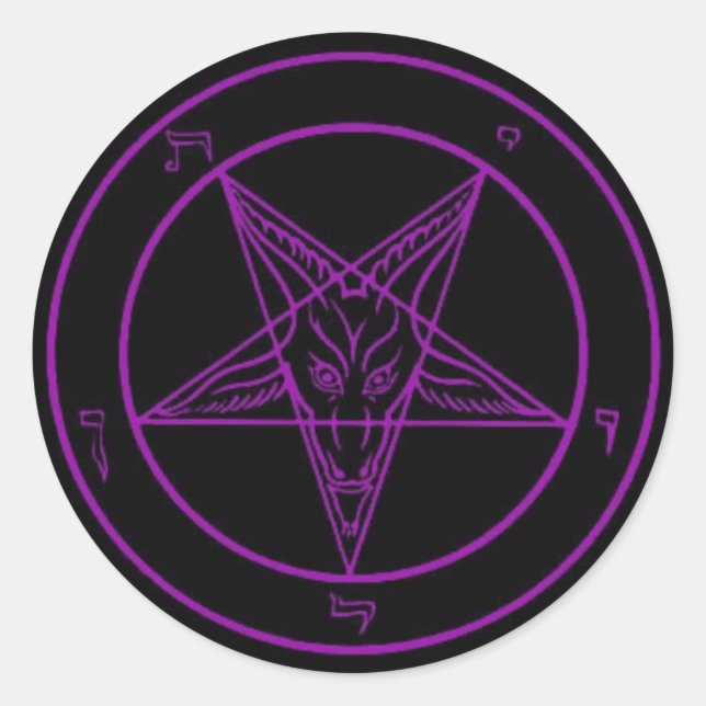 Pegatina Redonda Pegatinas Black/Purple Baphomet (Anverso)