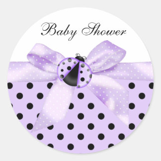 Pegatina Redonda Pegatinas Black Purple Ladybug