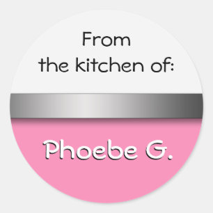 Pegatina Redonda Pegatinas blancos rosados de la cocina