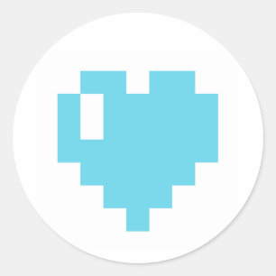 Pegatina Redonda Pegatinas Blue Pixel Heart
