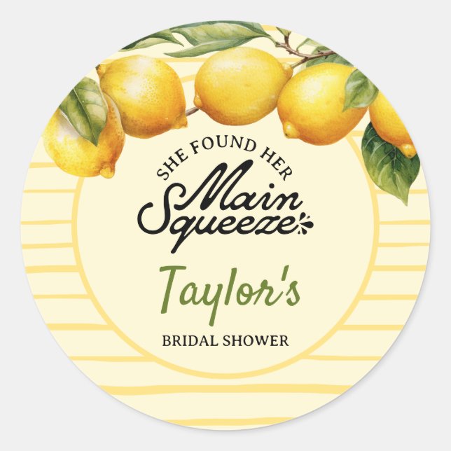 Pegatina Redonda Pegatinas Bridal Shower Lemon (Anverso)