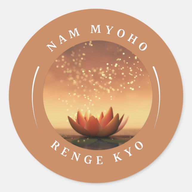 Pegatina Redonda Pegatinas budistas SGI con Lotus Design y NMRK (Anverso)