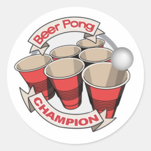 Pegatina Redonda Pegatinas Campeones de Beer Pong