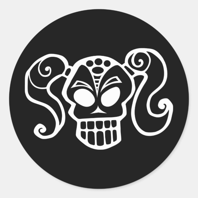 Pegatina Redonda Pegatinas chicas de cráneo de cola corta (Anverso)