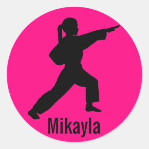 Pegatina Redonda Pegatinas Chicas Mikayla rosado de Karate