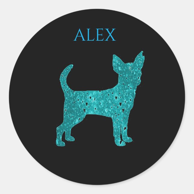 PEGATINA REDONDA PEGATINAS CHIHUAHUA CON NOMBRE DE NIÑOS PERSONALIZ (Anverso)