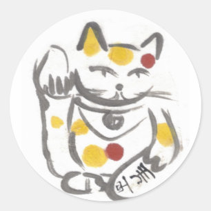 Pegatina Redonda Pegatinas Chubby Lucky Cat