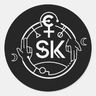 Pegatina Redonda Pegatinas con el logotipo blanco de SiKe