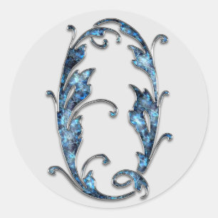 Pegatina Redonda pegatinas con número de monograma 0