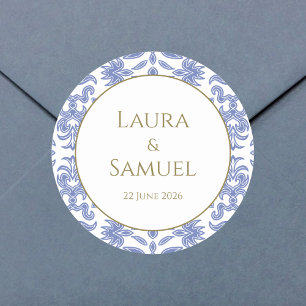 Pegatina Redonda Pegatinas con patrones de Stone Blue