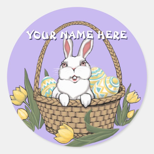 Pegatina Redonda Pegatinas Conejitos de Pascua Personalizados Pegat (Anverso)