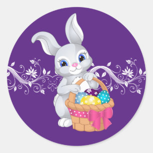 Pegatina Redonda Pegatinas-Conejo de Pascua