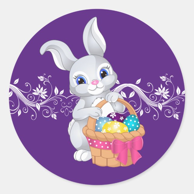 Pegatina Redonda Pegatinas-Conejo de Pascua (Anverso)