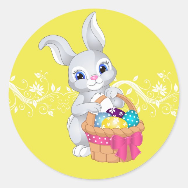 Pegatina Redonda Pegatinas-Conejo de Pascua (Anverso)